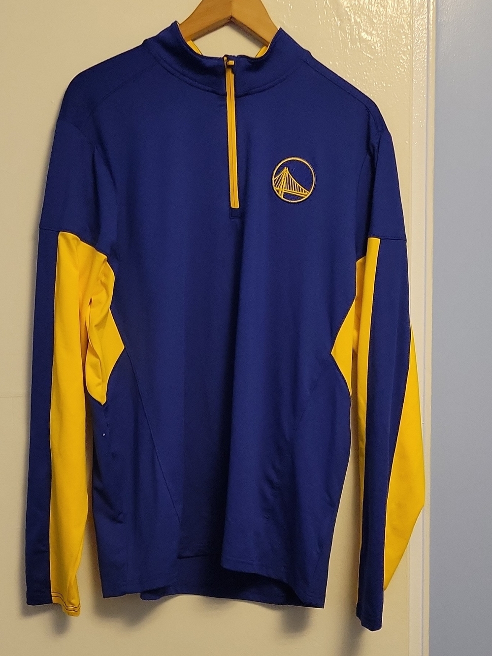 Antigua Blue and Yellow Golden State Warriors Quarter-Zip Pullover